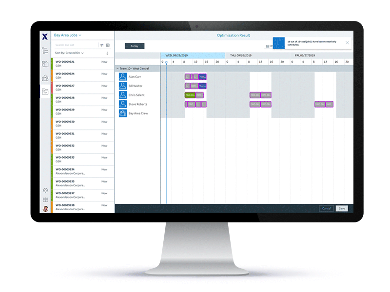 Dispatcher and planners use Service Board for competent project scheduling